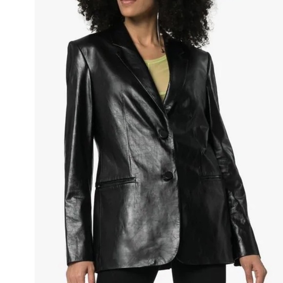Helmut Lang Boyfriend Relaxed fit Leather Blazer - Picture 7 of 16